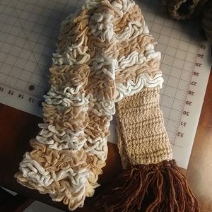 Hand knitted and crotchet combination scarf